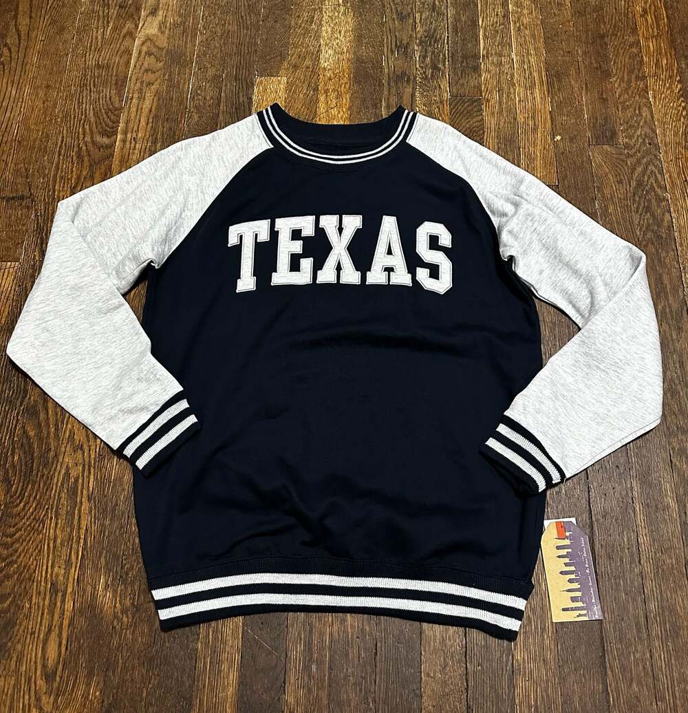 New York Popular Texas Graphic Raglan Crewneck Sweatshirt M